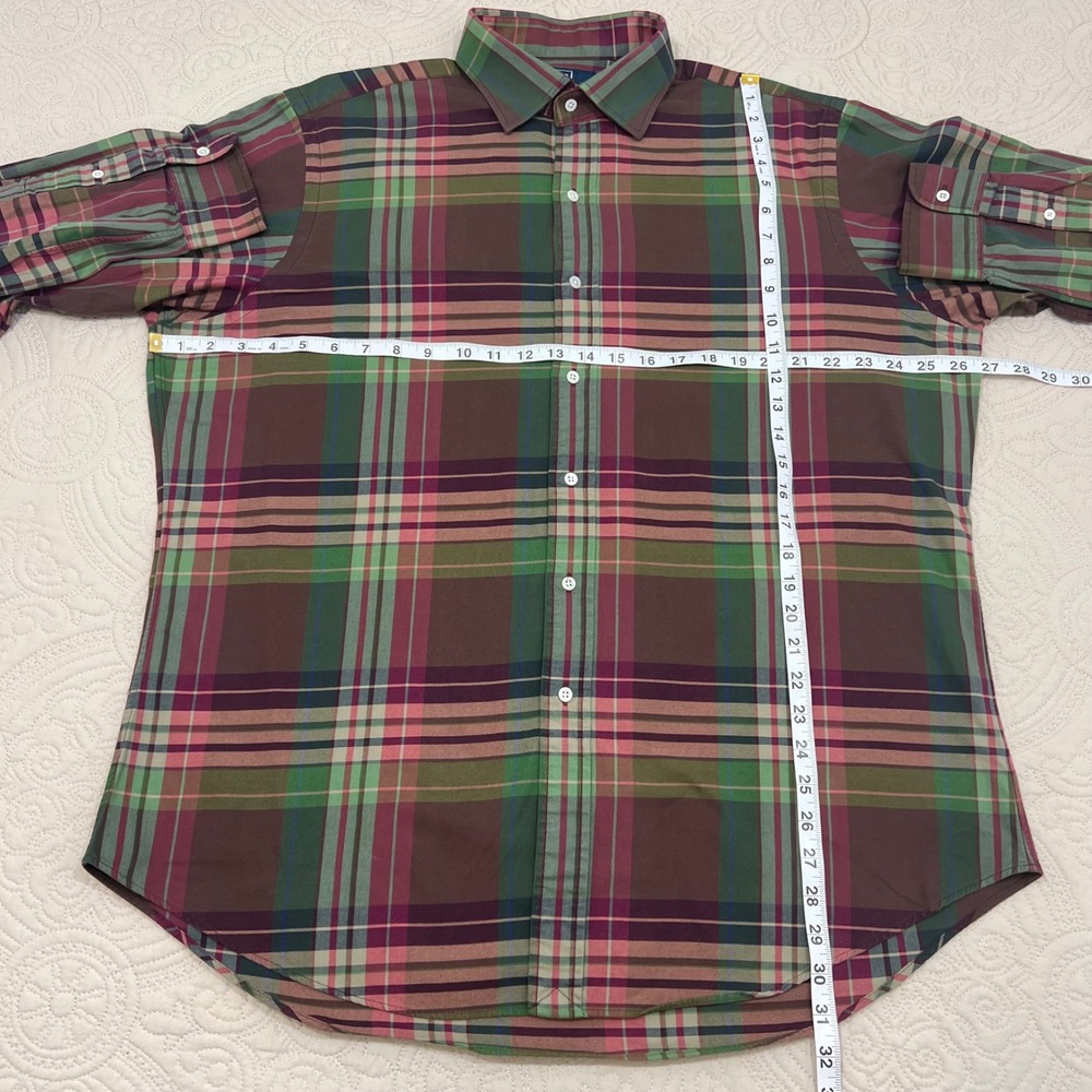 Polo Ralph Lauren Regent‎ Classic Fit Plaid Button Down Shirt Mens XL Green Pink - Picture 5 of 7